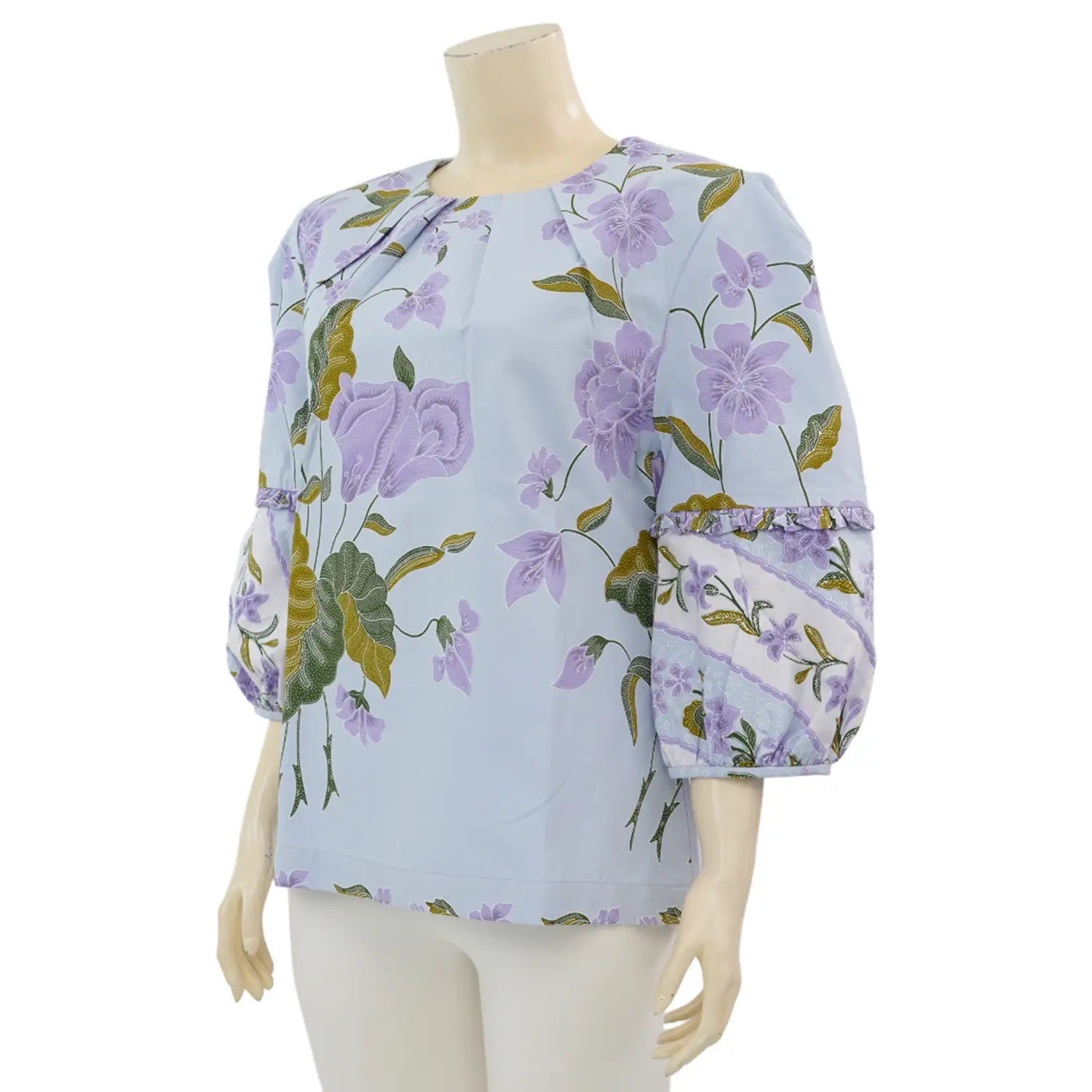 Pleated Round Batik Blouse - SOUTH FABRIC