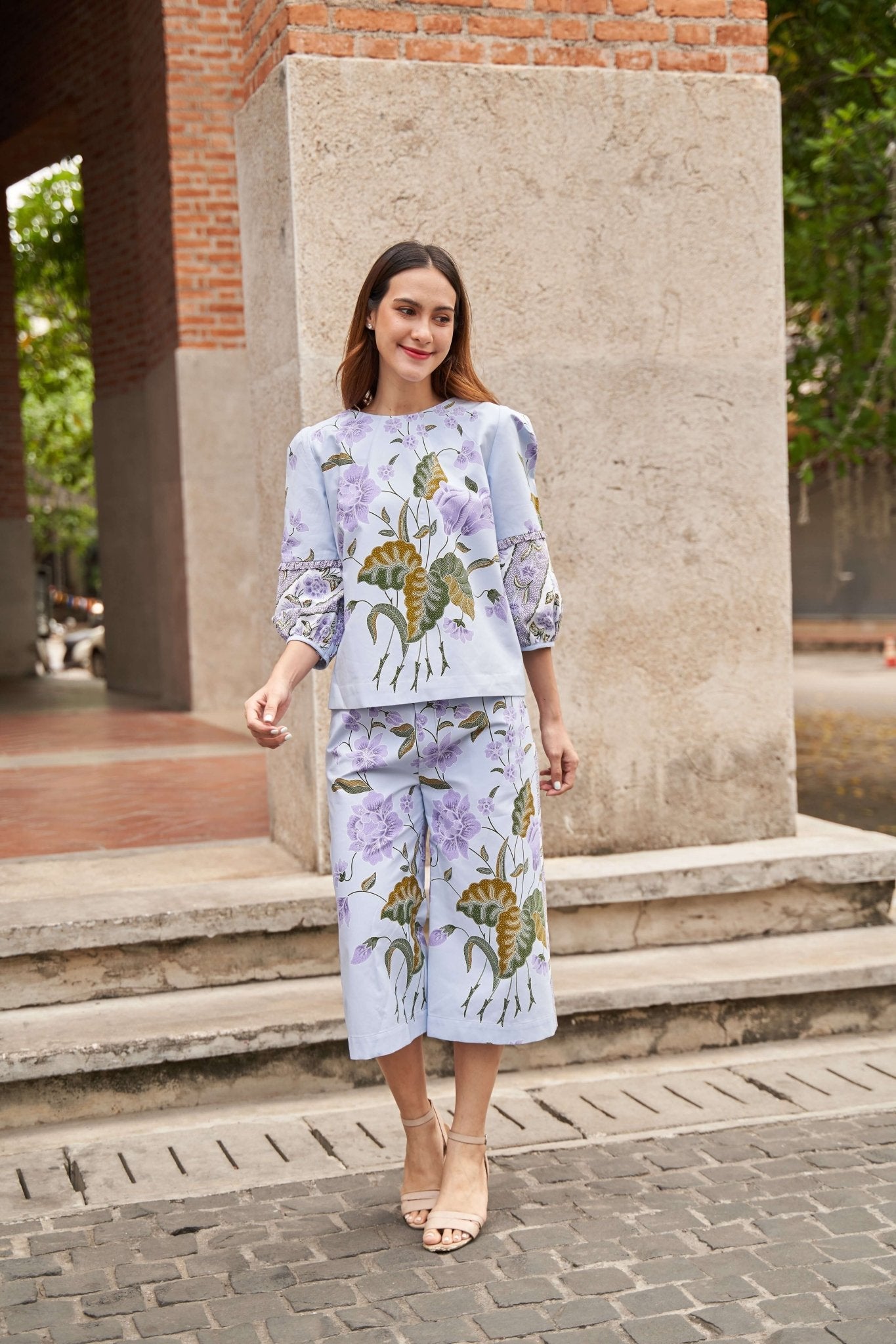 Pleated Round Batik Blouse & Batik Culottes - SOUTH FABRIC