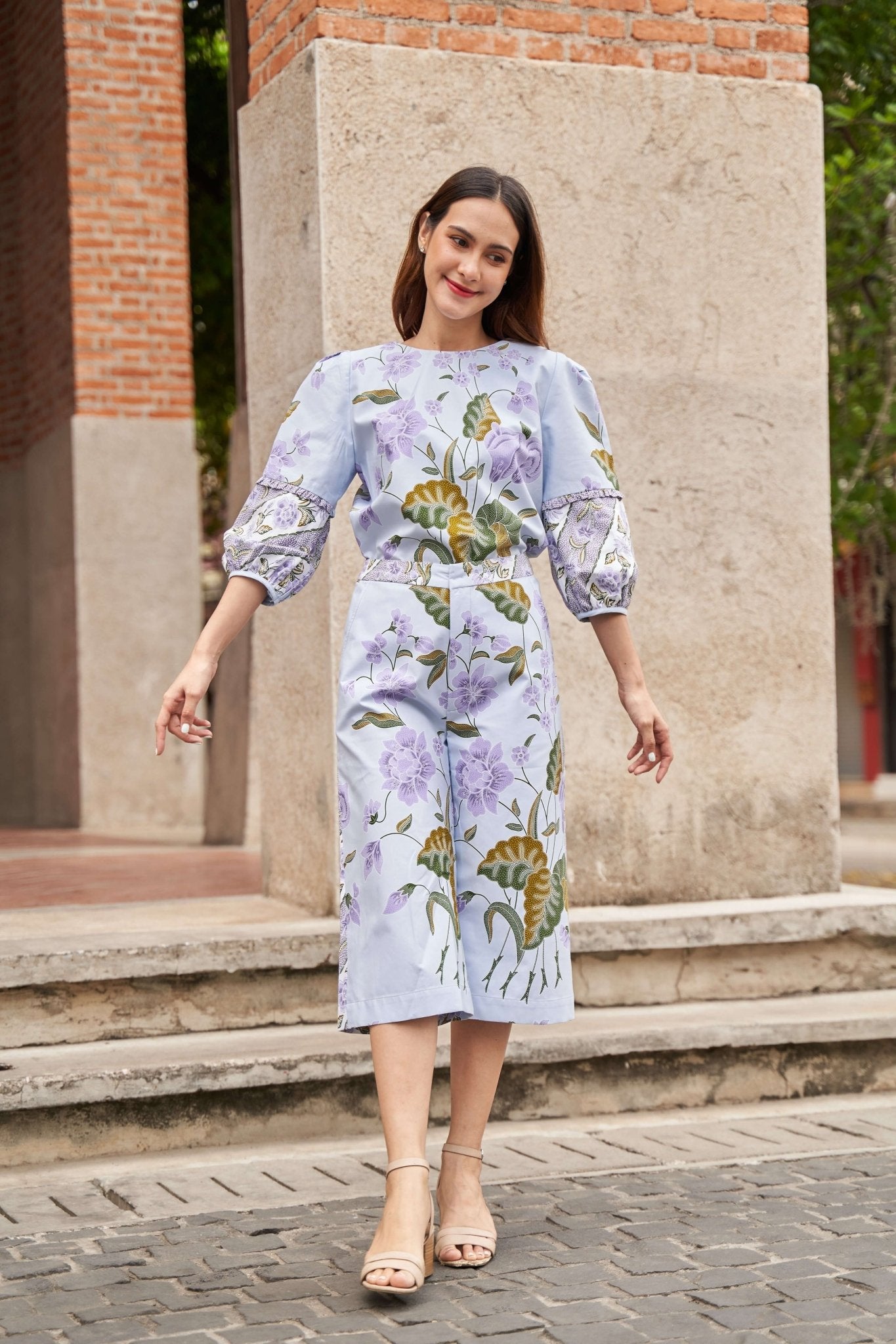 Pleated Round Batik Blouse & Batik Culottes - SOUTH FABRIC