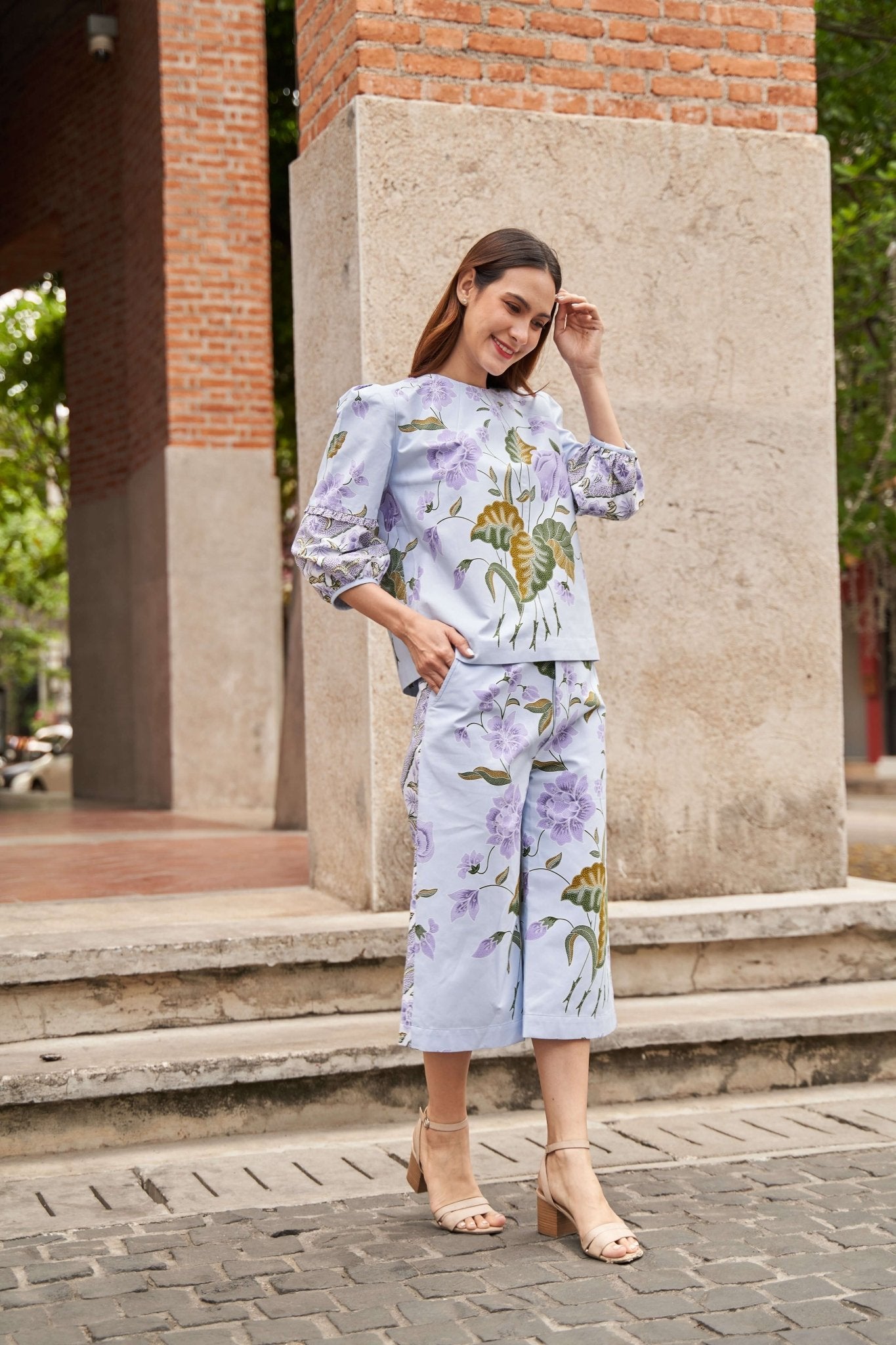 Pleated Round Batik Blouse & Batik Culottes - SOUTH FABRIC