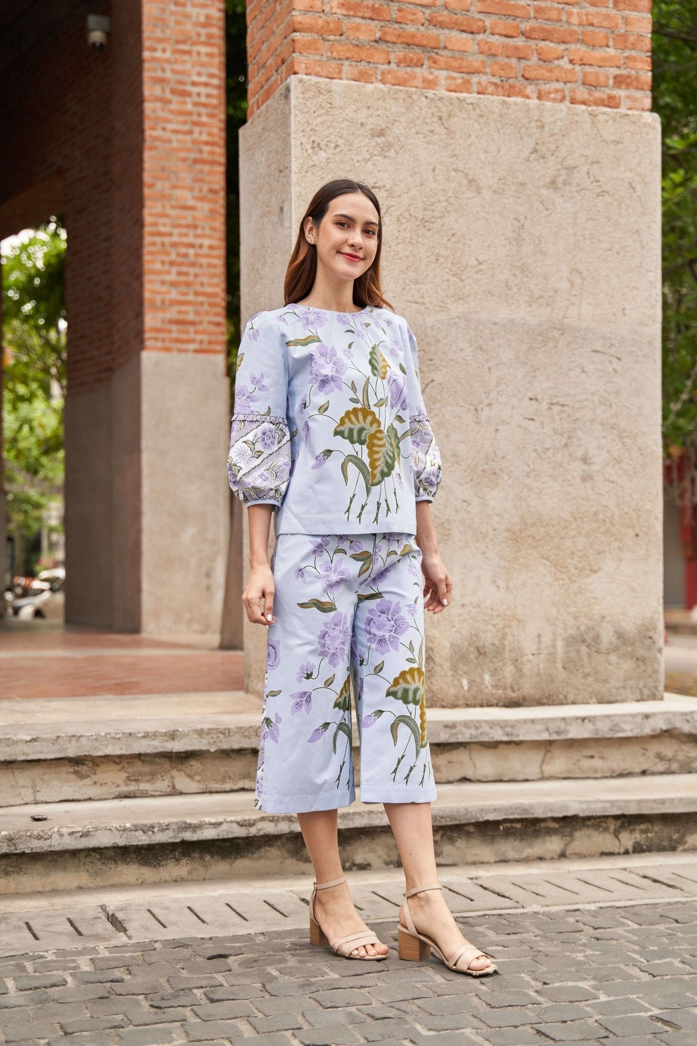 Pleated Round Batik Blouse & Batik Culottes - SOUTH FABRIC