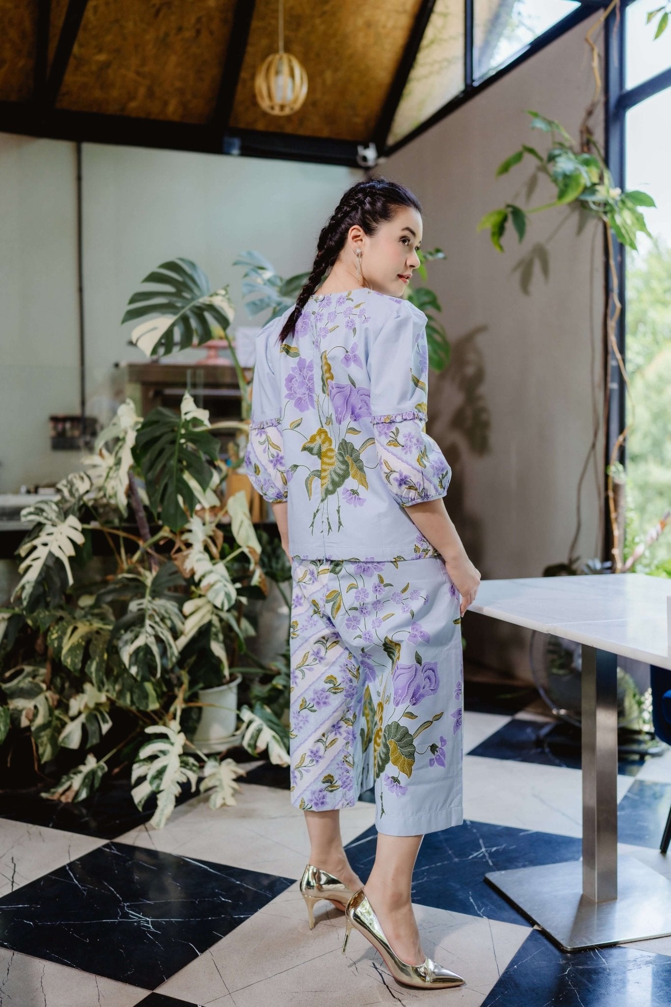 Pleated Round Batik Blouse & Batik Culottes - SOUTH FABRIC