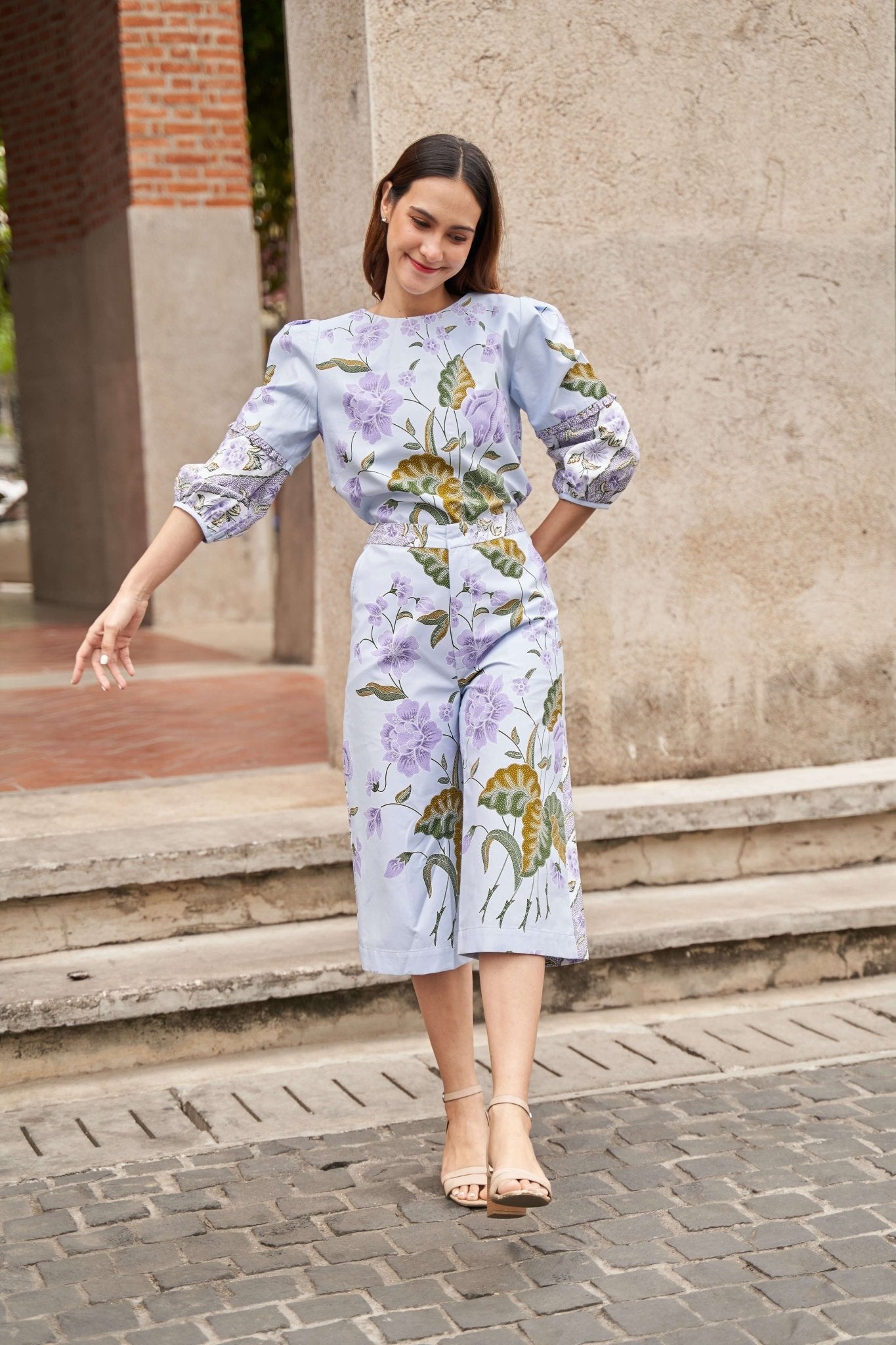 Pleated Round Batik Blouse & Batik Culottes - SOUTH FABRIC