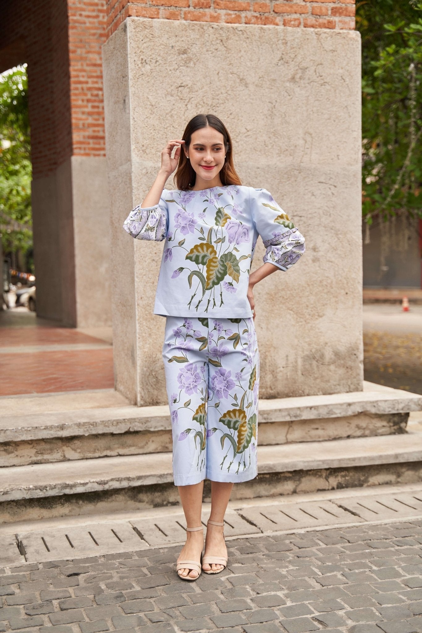 Pleated Round Batik Blouse & Batik Culottes - SOUTH FABRIC