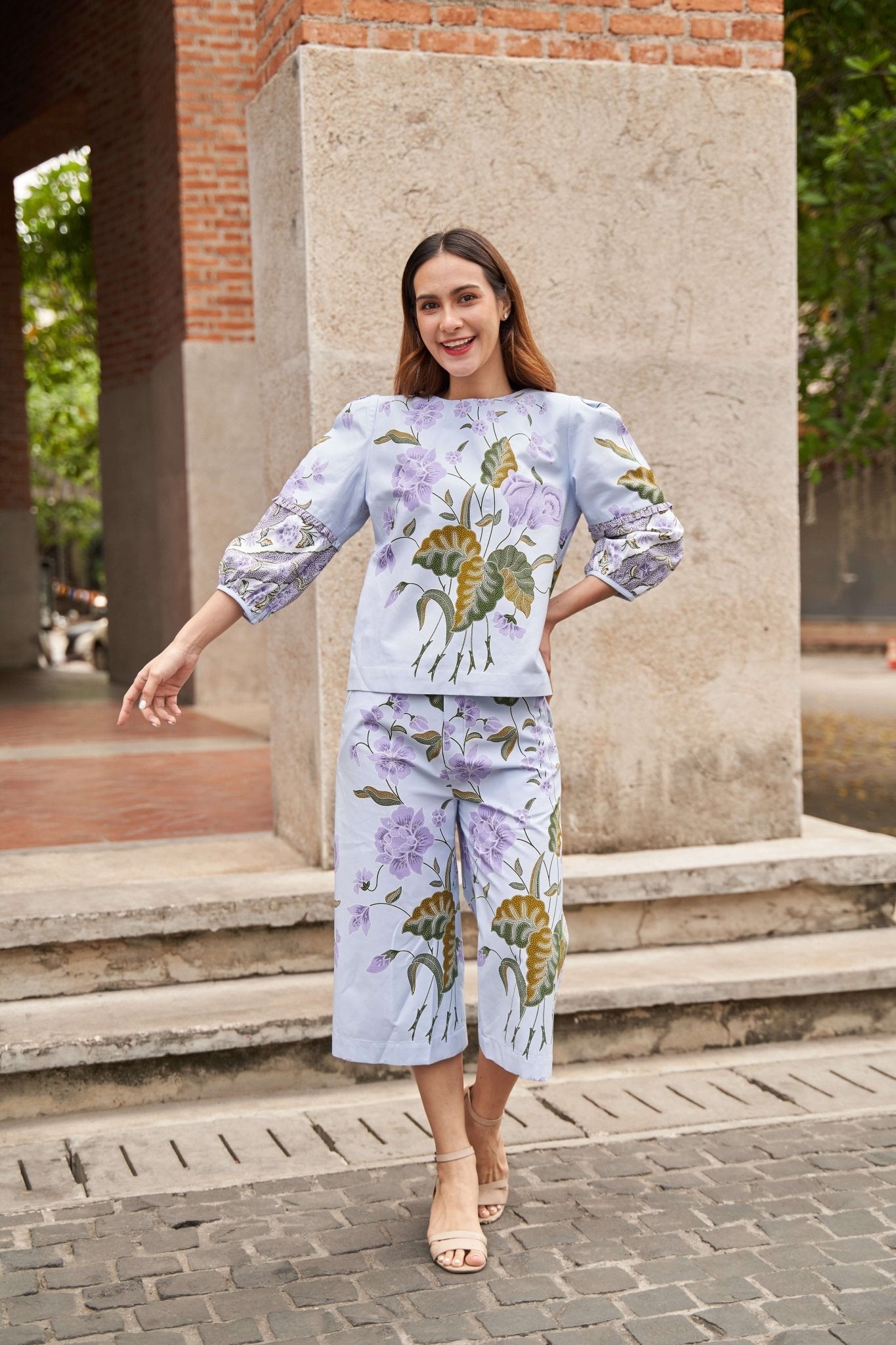 Pleated Round Batik Blouse & Batik Culottes - SOUTH FABRIC