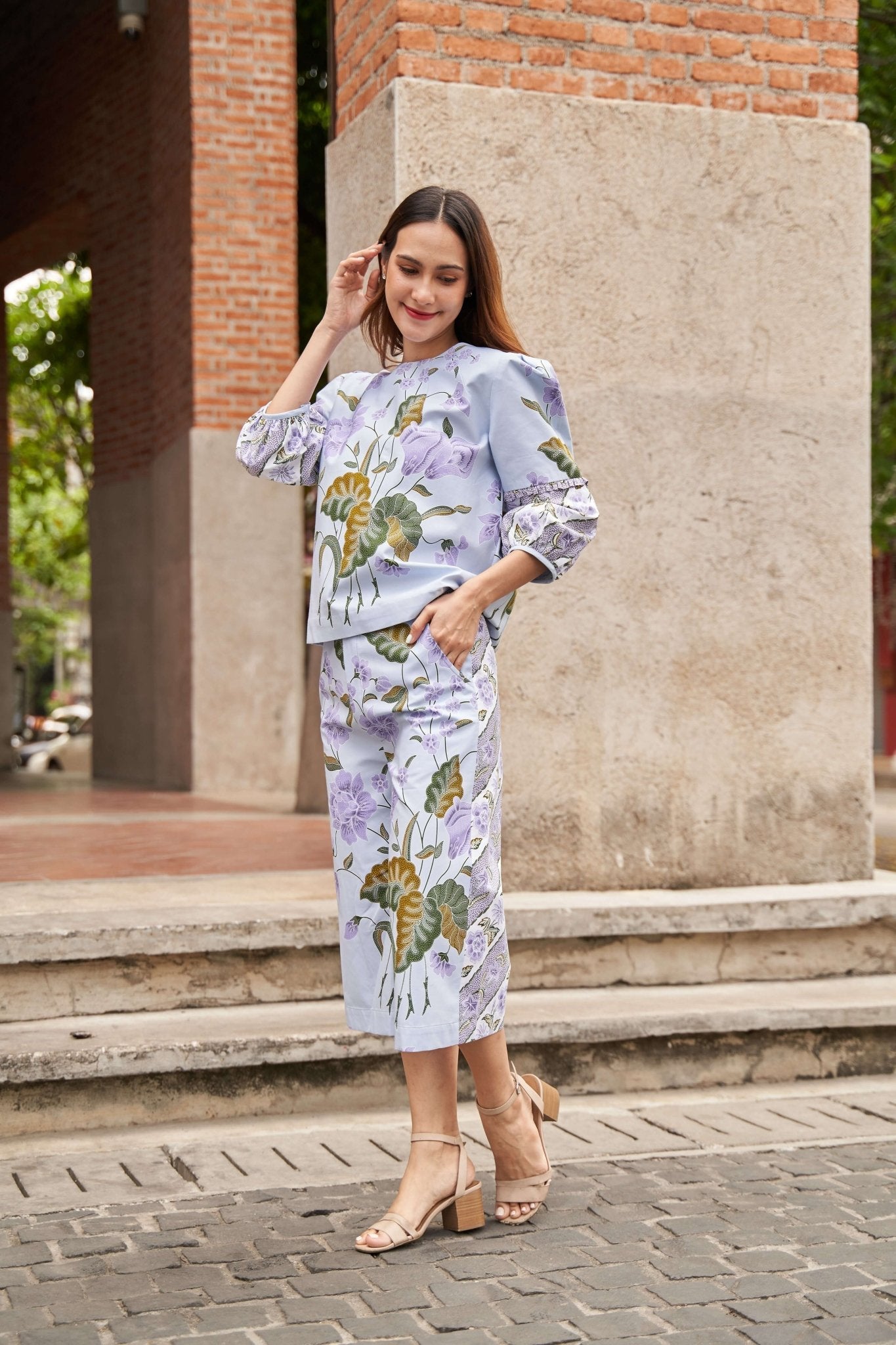Pleated Round Batik Blouse & Batik Culottes - SOUTH FABRIC