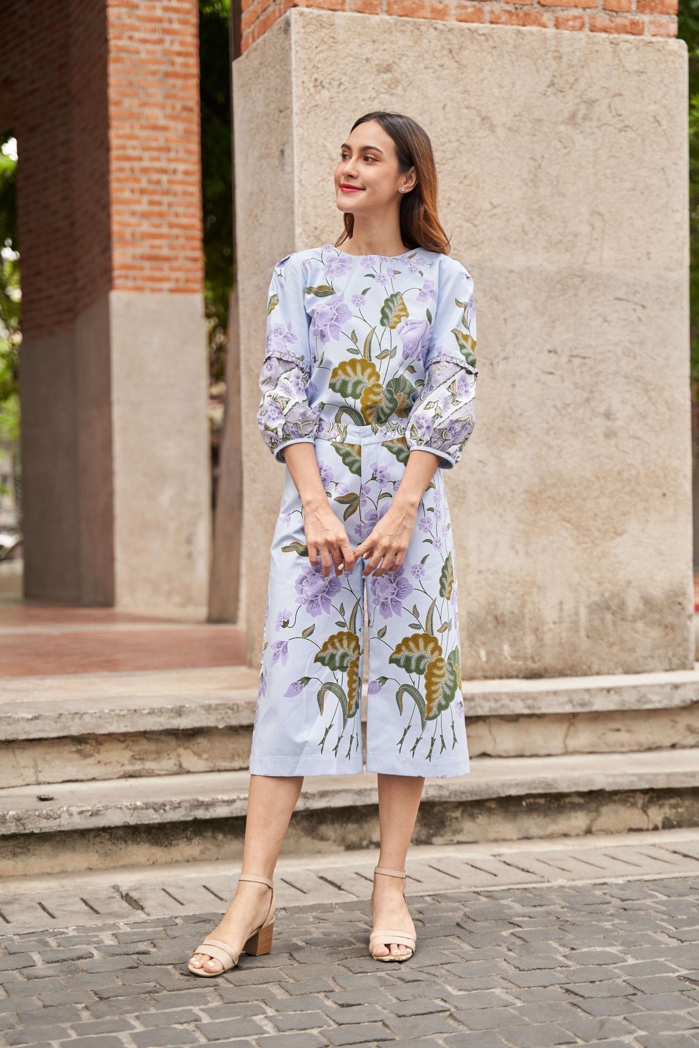 Pleated Round Batik Blouse & Batik Culottes - SOUTH FABRIC