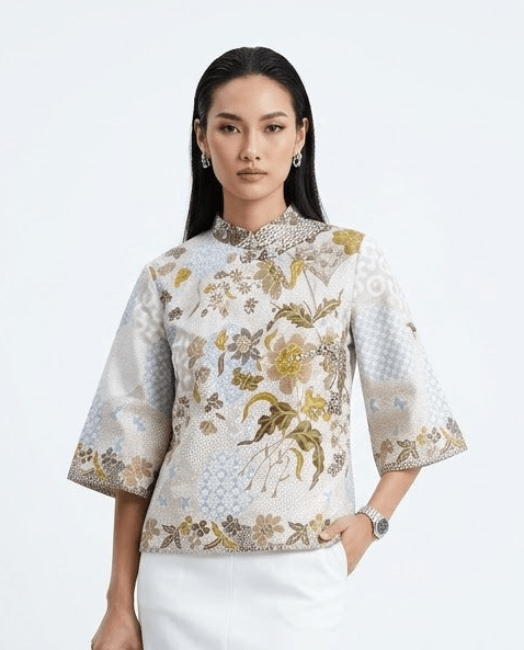 Queen Mandarin Batik Blouse - SOUTH FABRIC