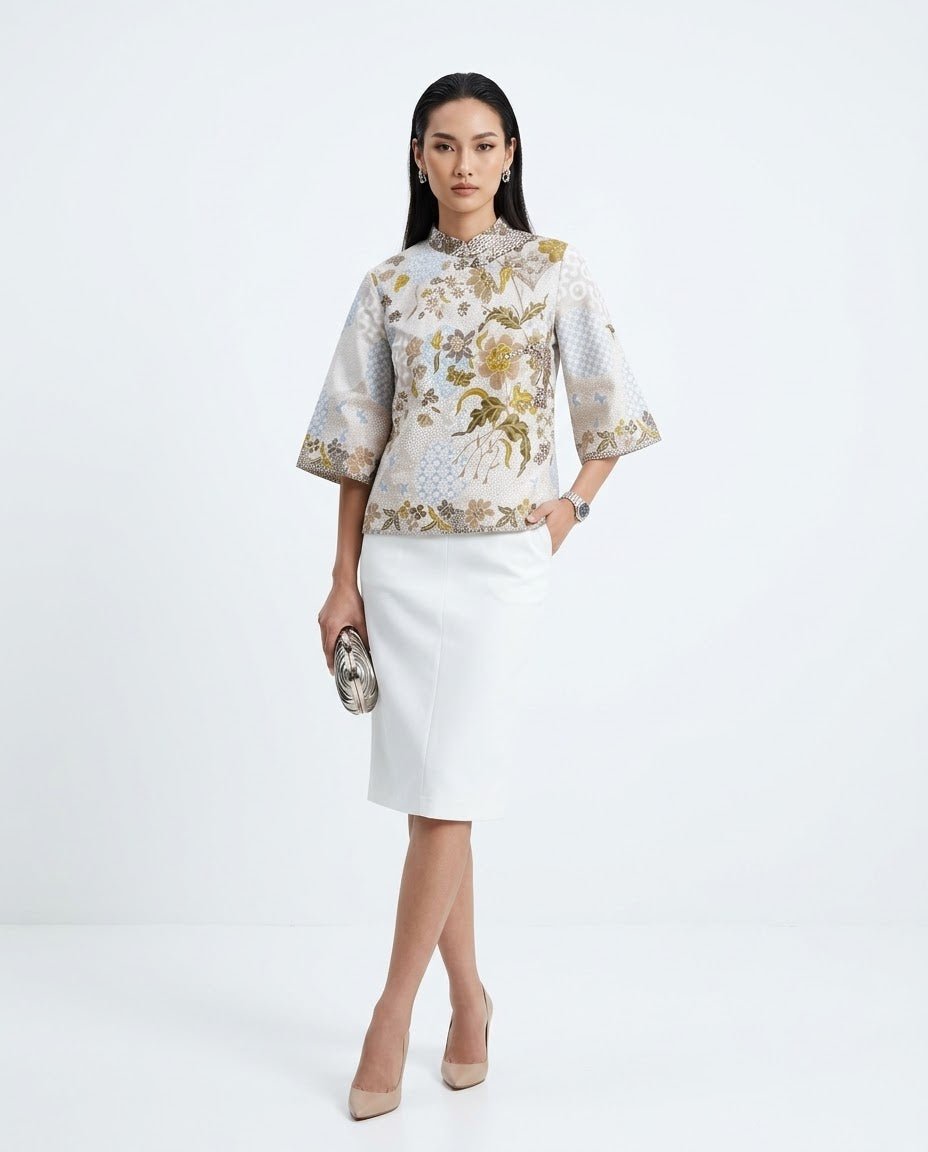 Queen Mandarin Batik Blouse - SOUTH FABRIC
