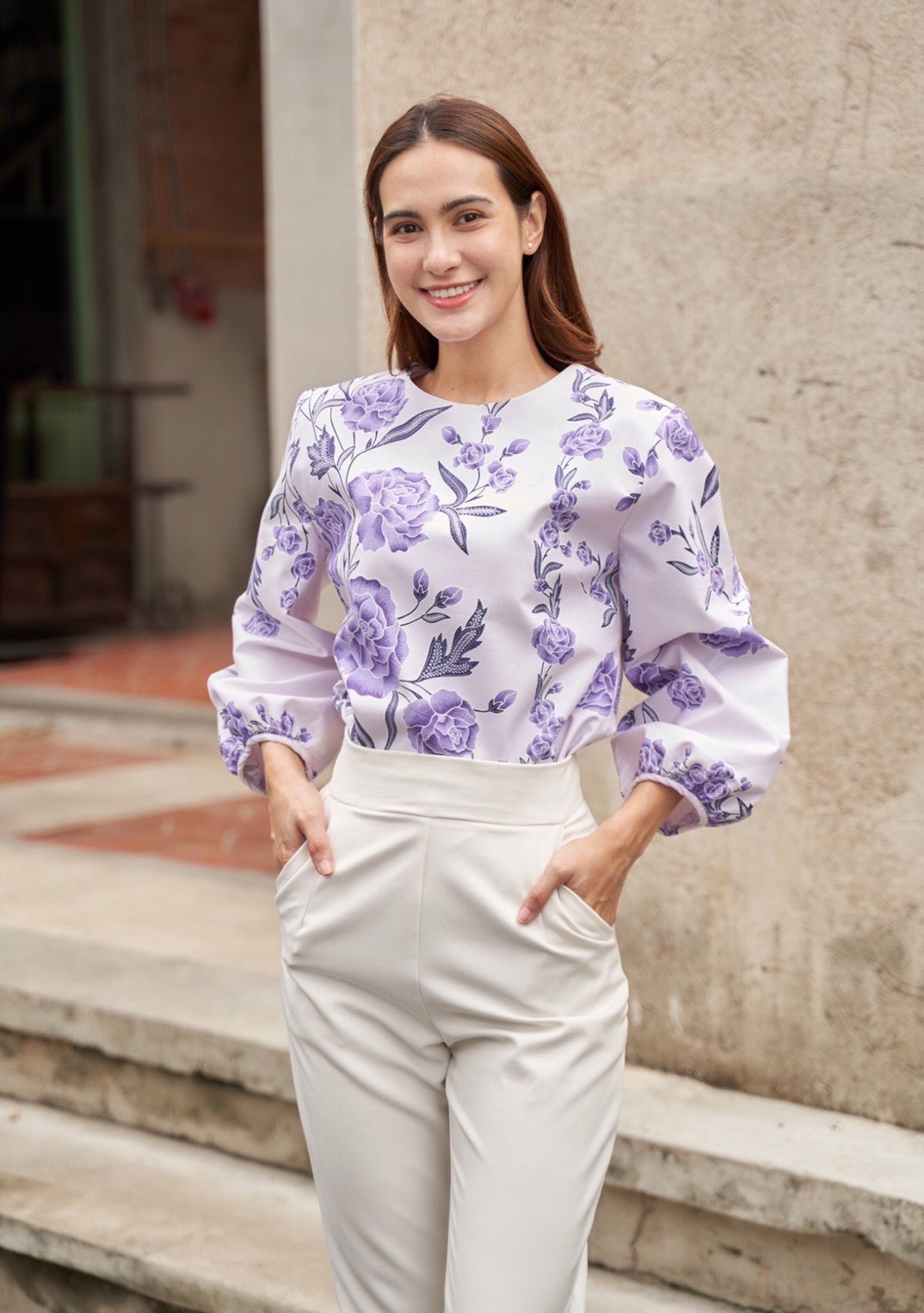 Rose Pastel Balloon Blouse - SOUTH FABRIC