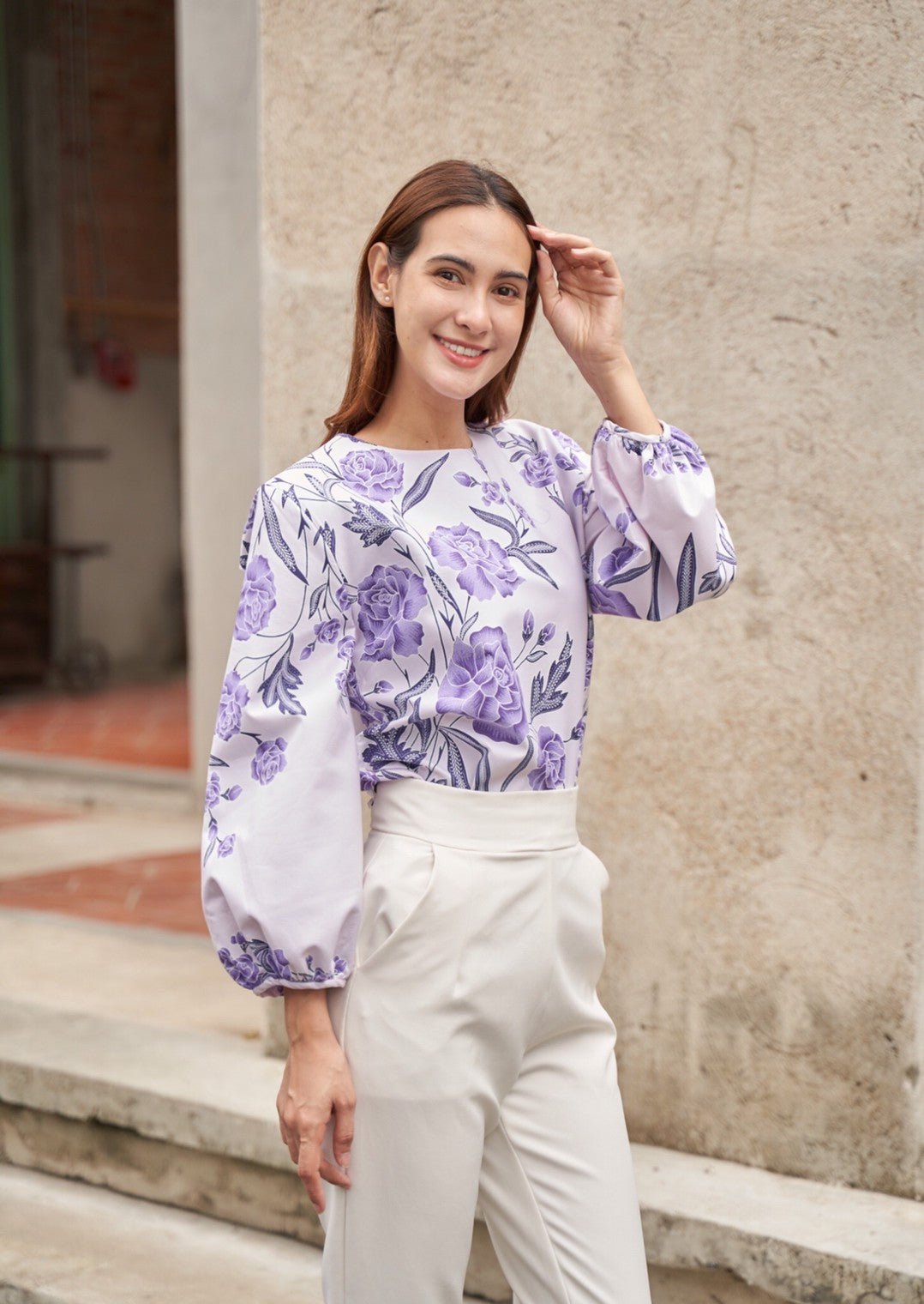 Rose Pastel Balloon Blouse - SOUTH FABRIC