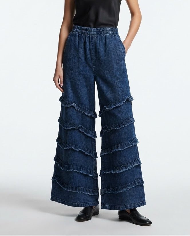 Ruffle Indigo Stone Pants - SIAM TEXTILE