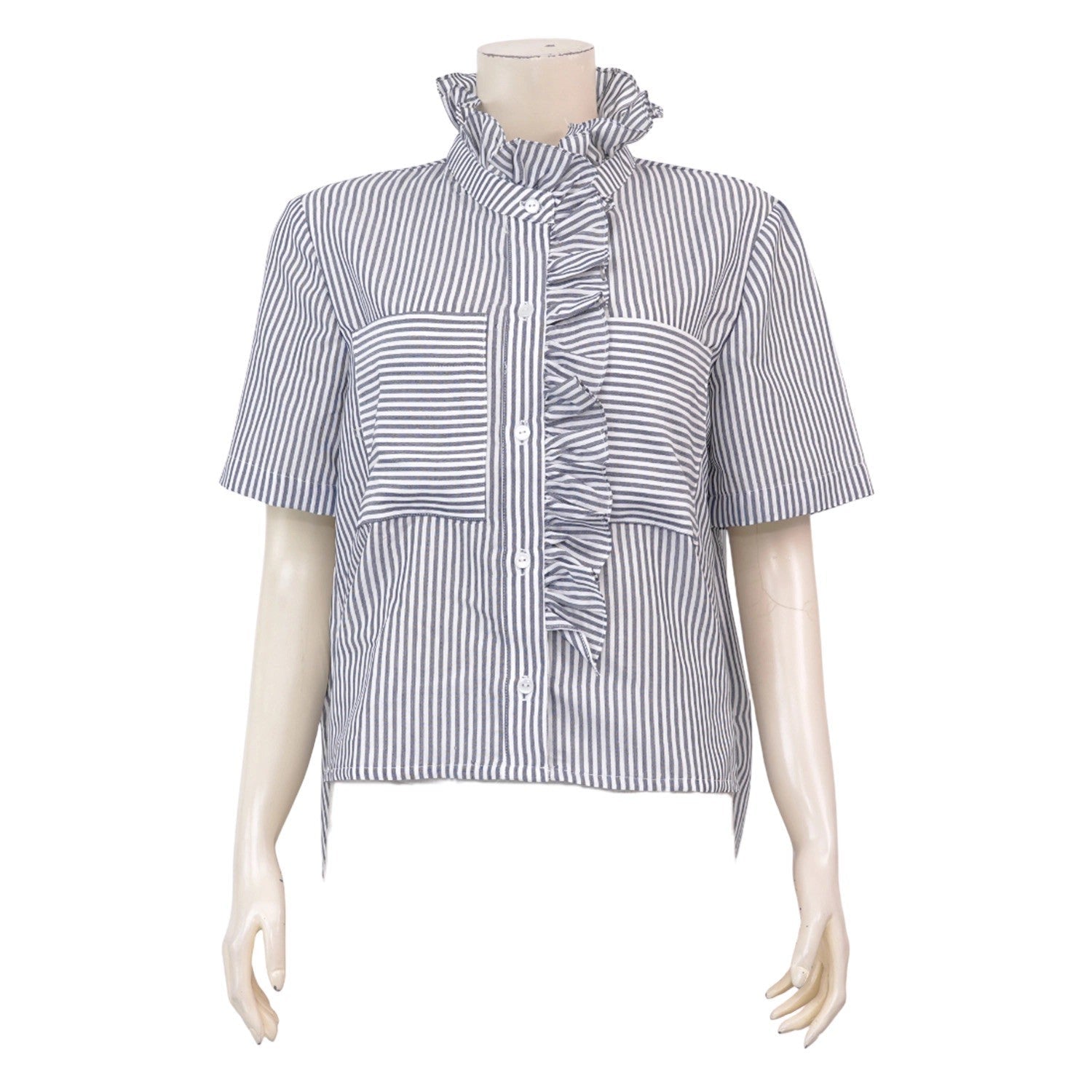 Ruffle Stripe Blouse - THE MUSEUM