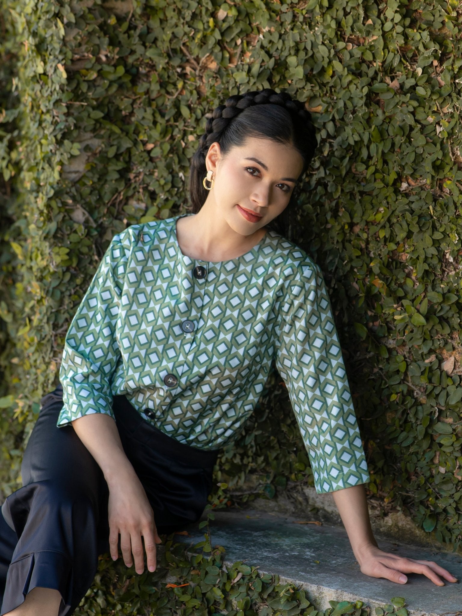 Satin Graphic Blazer - THE MUSEUM