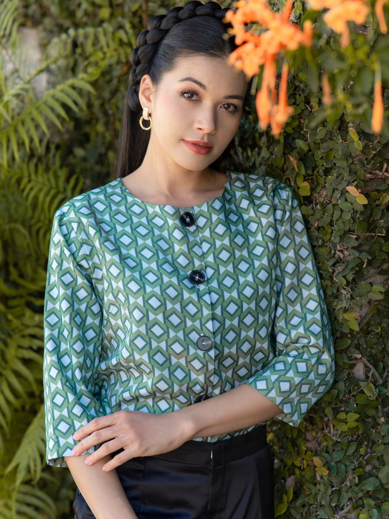 Satin Graphic Blazer - THE MUSEUM