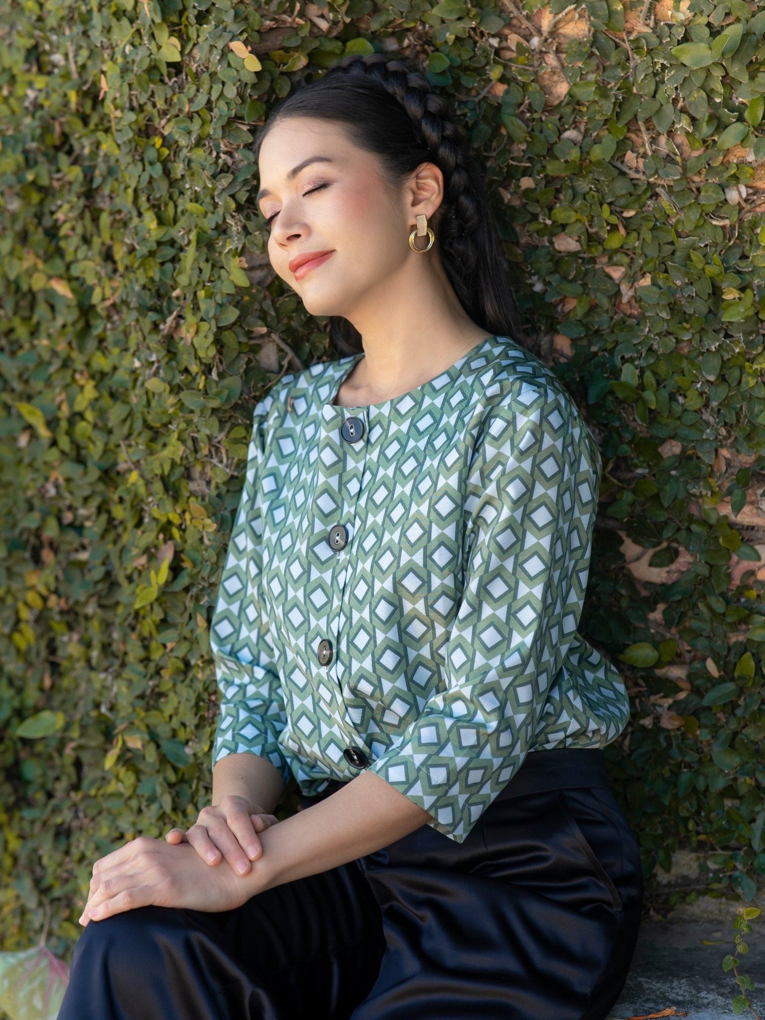 Satin Graphic Blazer - THE MUSEUM