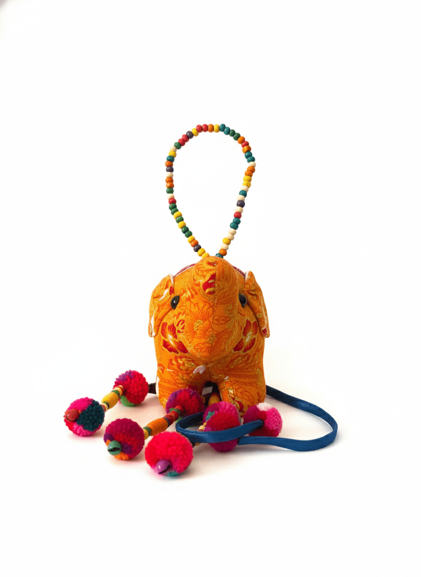 Thai Gold Glitter Elephant Keychain - KAMONMANEE