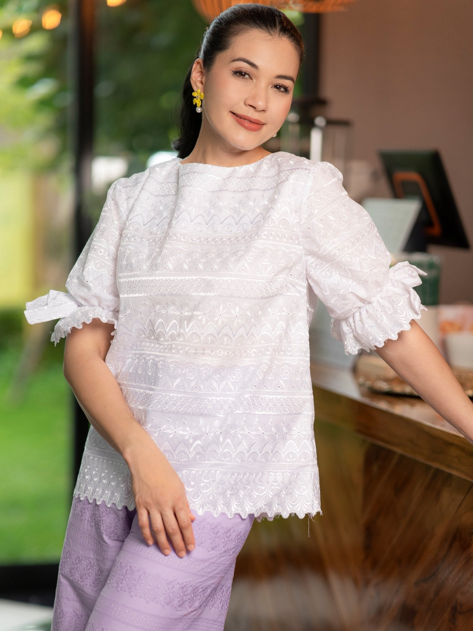 White Lace Signature Blouse - SOUTH FABRIC
