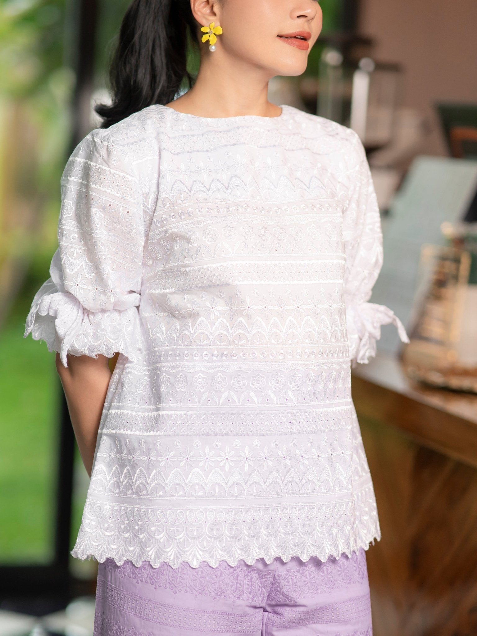 White Lace Signature Blouse - SOUTH FABRIC