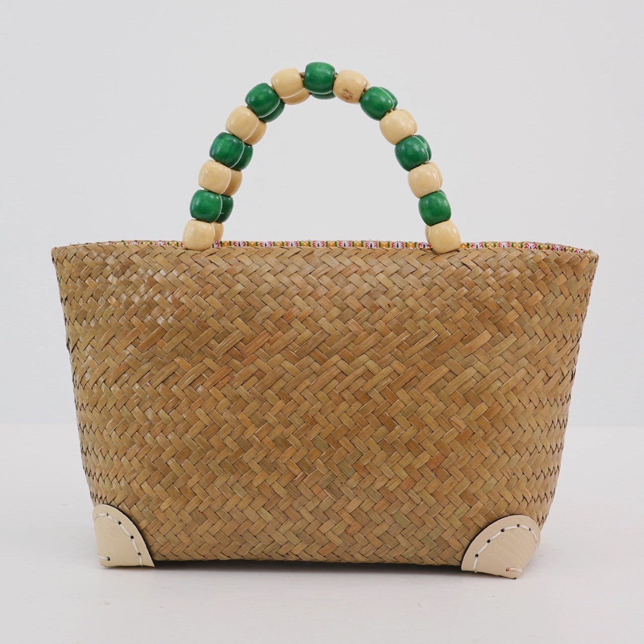 Wood Bead Handle Krajood Beach Bag - KAMONMANEE