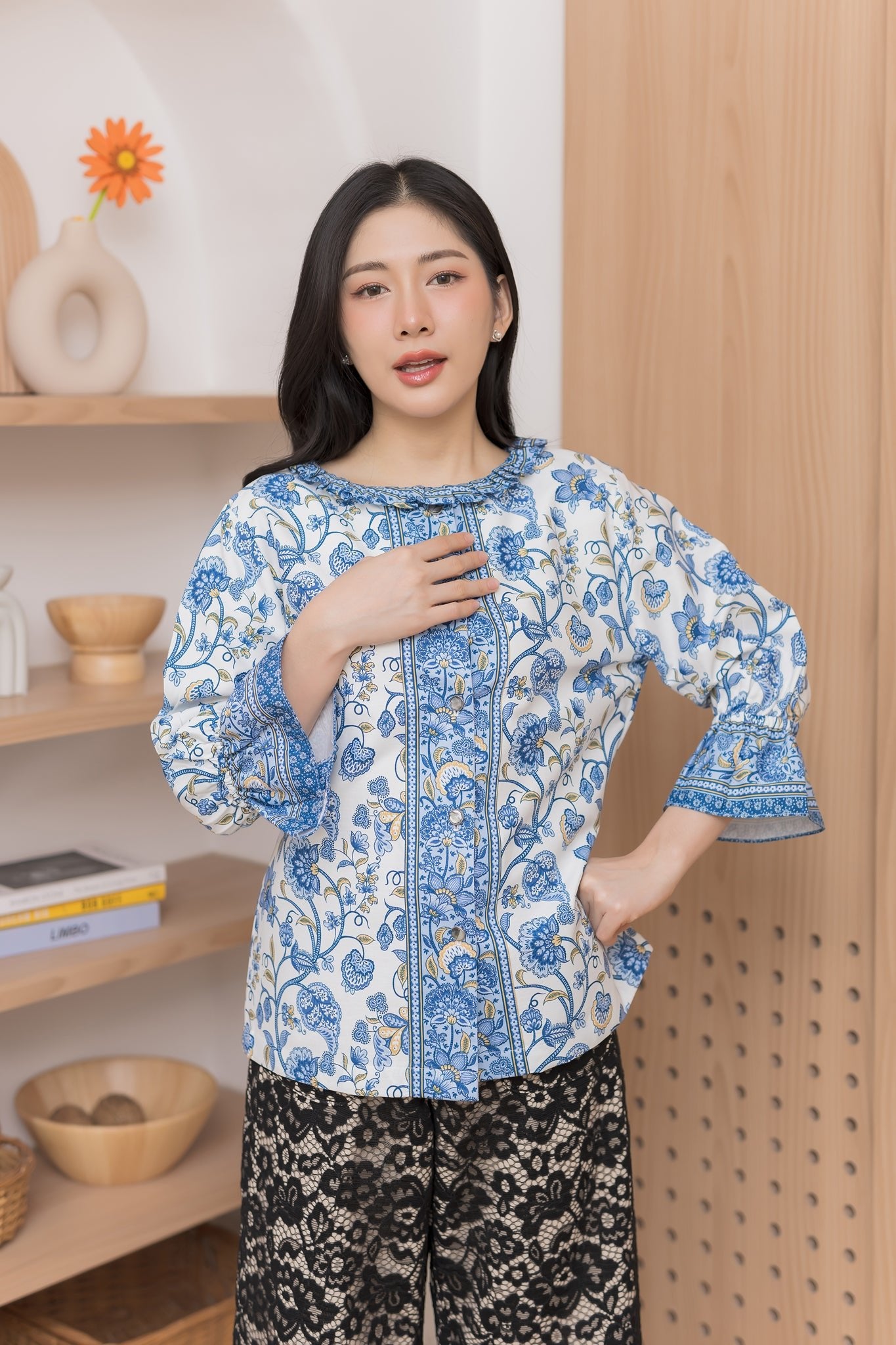 Zinnia Batik Blouse - SOUTH FABRIC