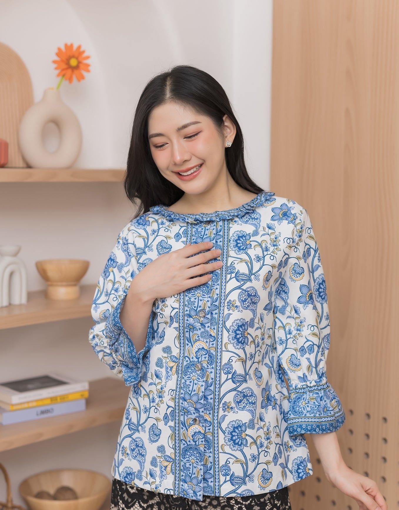 Zinnia Batik Blouse - SOUTH FABRIC