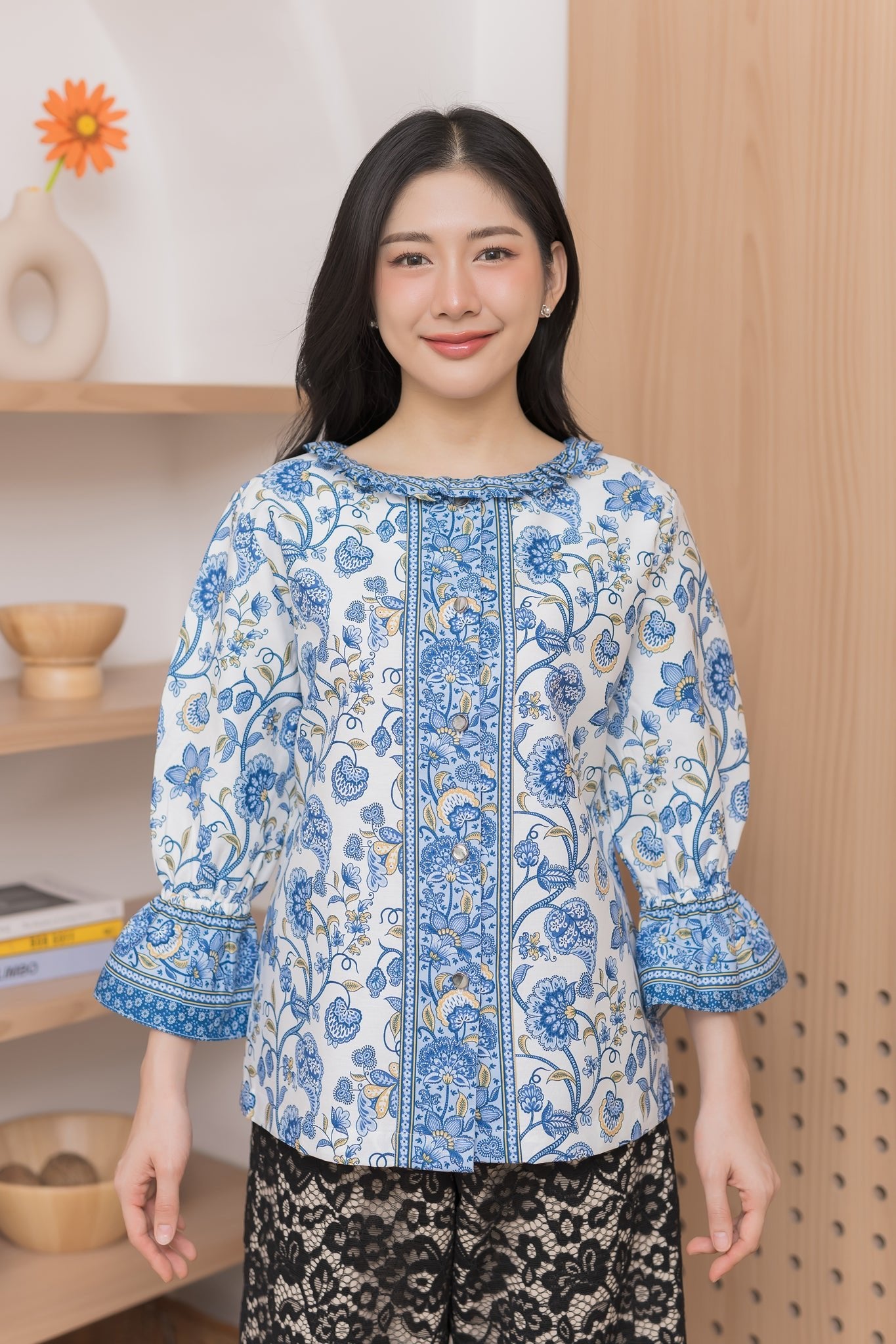 Zinnia Batik Blouse - SOUTH FABRIC
